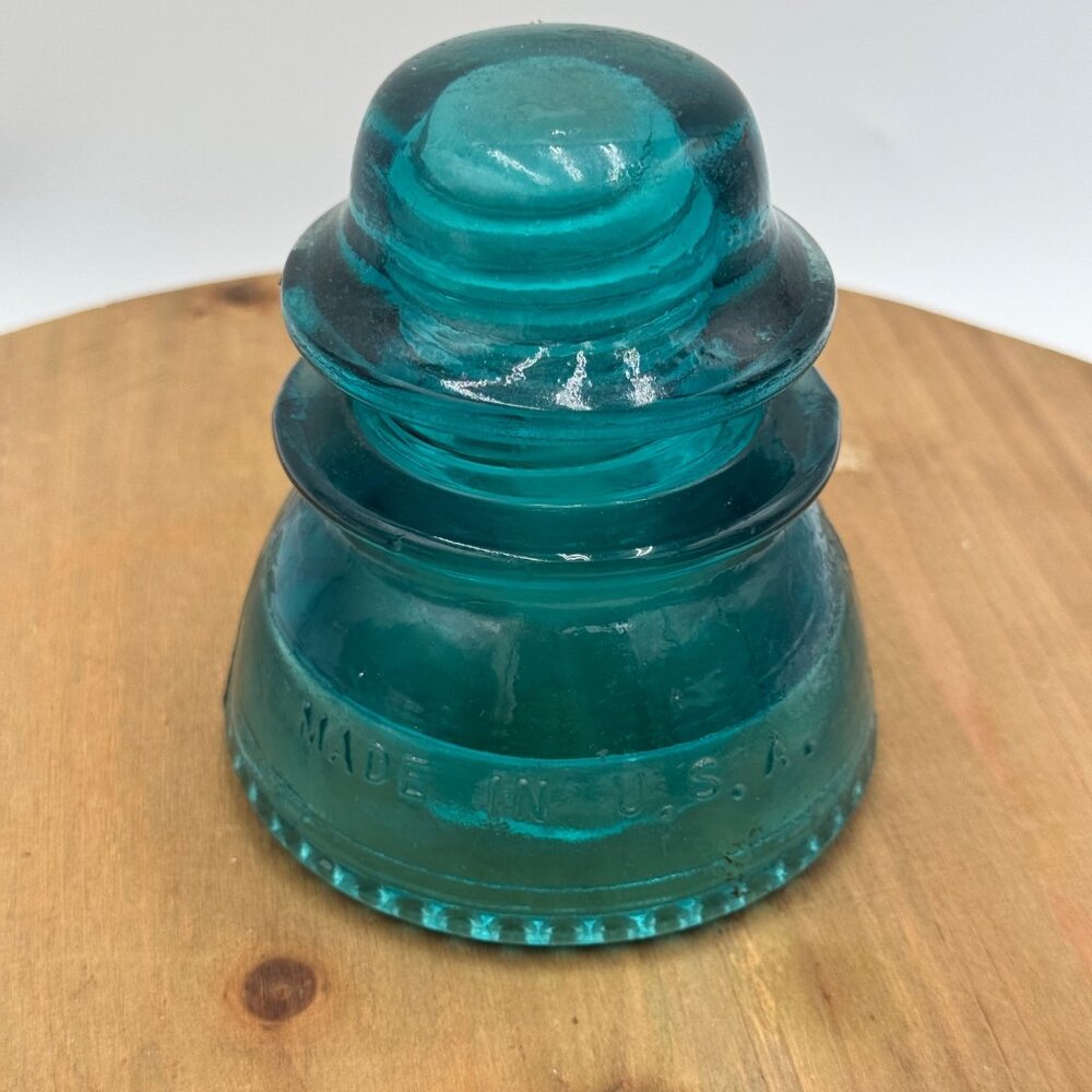Vintage Aqua Glass Insulator Made In USA